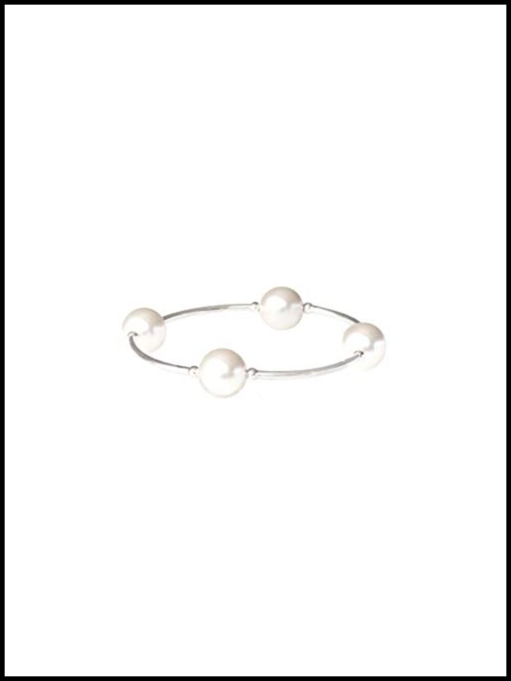 Blessing Bracelet 12mm White Simulated Crystal Pearls Sterling Silver 7.5"